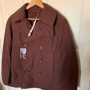 NWT Uniqlo U Women Oversized Padded Short Peacoat Jacket Coat brown Size S